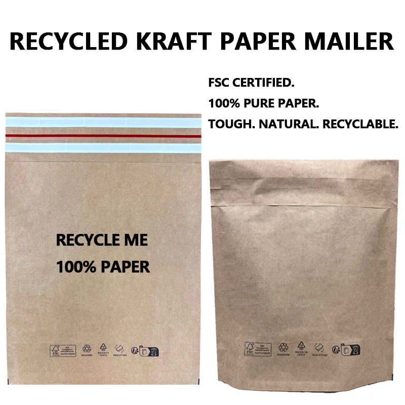Custom Expandable Kraft Paper Mailer with Bottom Gusset and Double tenaces Strip