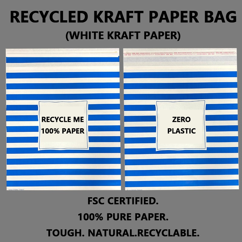 Custom Recycled White Kraft Paper Mailing Bag