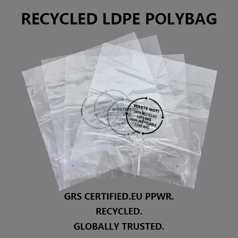 GRS Certified Recycled LDPE Packaging Sacculi